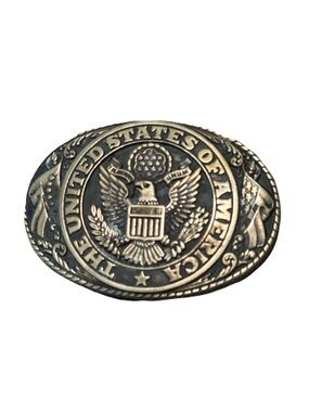 Vintage Tony Lama United States of America State Solid Brass belt buckle